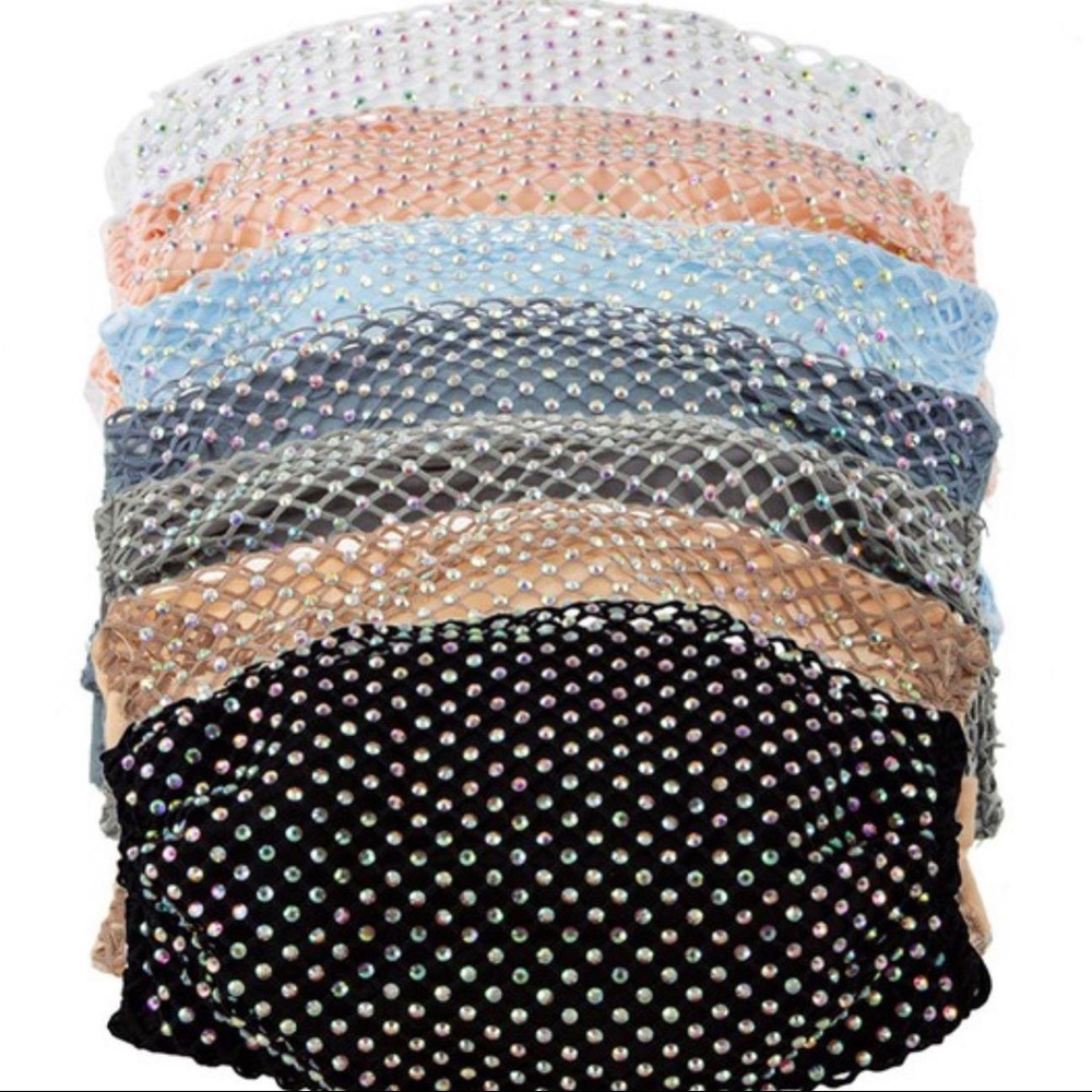 Adjustable Rhinestone Bling lined Mesh Masks